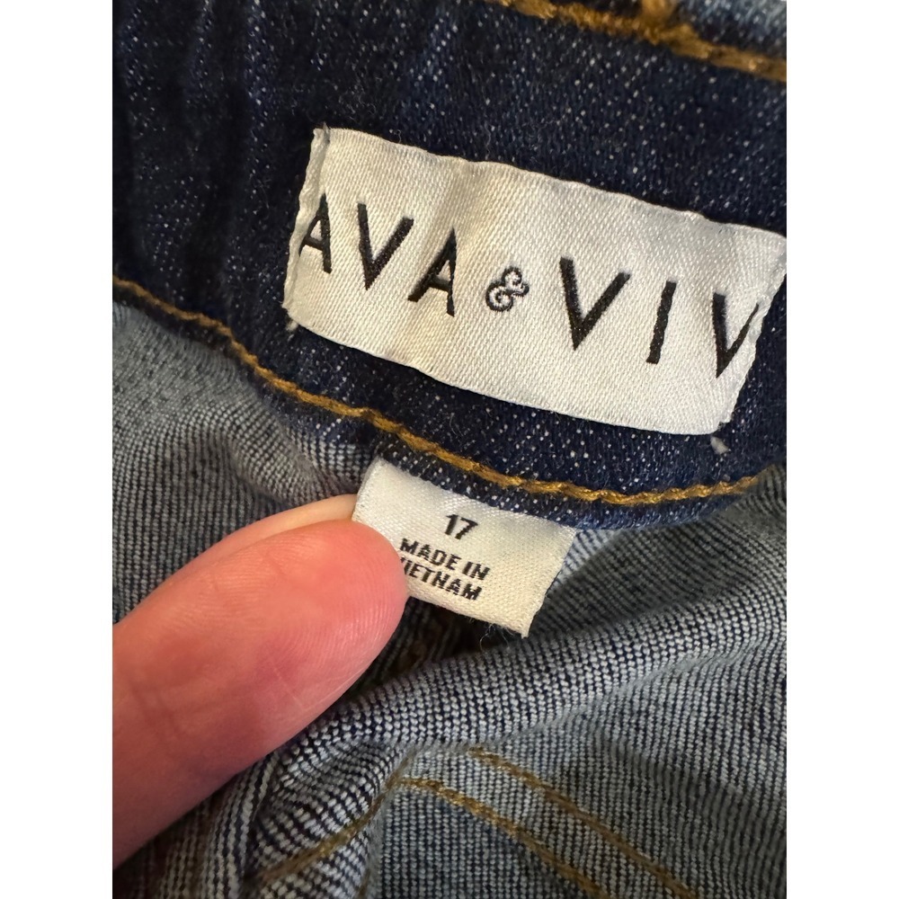 Ava & Viv Womens High Rise Flare Jeans Dark Wash Indigo Blue Size 17 Stretch - Picture 5 of 10